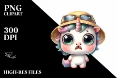 Cute Baby Unicorn Sun Hat | Sublimation | Clipart Product Image 1