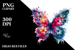 Half Flowers, Vibrant Butterfly | Sublimation Clipart Product Image 3