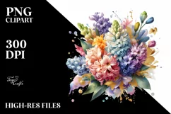 Abstract Bouquet with Hyacinth in Gold Foil Clipart Product Image 3