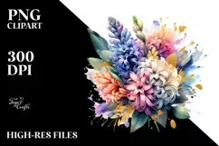 Abstract Bouquet with Hyacinth in Gold Foil Clipart Product Image 1