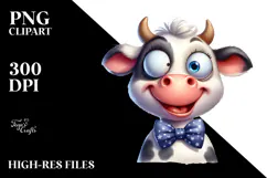 Colorful Cow with Party Hat, High-Res PNG Product Image 2