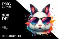 Quirky Colorful Sunglasses, Rabbit | Sublimation Clipart Product Image 1