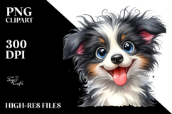 Cute Baby Border Collie with Big Eyes, PNG Product Image 2