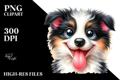 Cute Baby Border Collie with Big Eyes, PNG Product Image 2