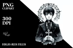 Watercolor Gothic Boy Sticker | Clipart Product Image 3