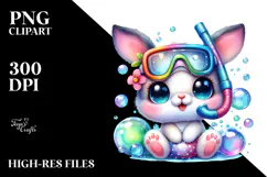 Cute Bunny in Bubble Bath, High-Res PNG Product Image 2