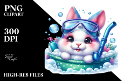 Vibrant Baby Bunny Snorkeling PNG Product Image 2
