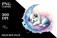 Colorful Baby Dog Moon | Sublimation Clipart Product Image 2