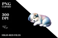 Napping Baby Dog on Moon PNG Product Image 2