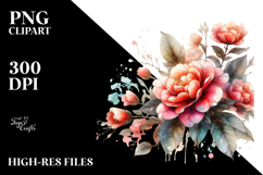 Camellia in Watercolor Splash PNG Product Image 2