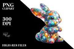 Colorful Bunny on Splashy Background, PNG Product Image 2