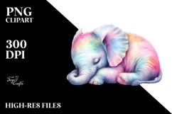 Baby Elephant Watercolor Sleeping Pastel Product Image 2