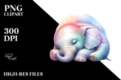 Baby Elephant Watercolor Sleeping Pastel Product Image 2