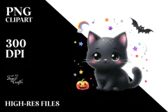 Vibrant Black Cat Drawing, Transparent PNG Product Image 2