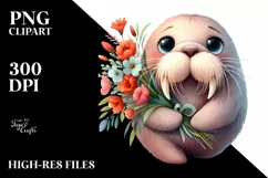 Watercolor Cute Walrus Big Eyes Standing Up Product Image 3