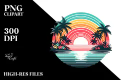 Retro Tropical Rainbow Sunset PNG Product Image 2