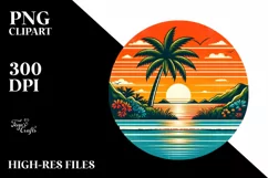 Retro Tropical Island Sunset | Sublimation | PNG Clipart Product Image 3