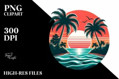 Retro Tropical Island Sunset | Sublimation | PNG Clipart Product Image 3