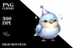 Cute Baby Bird with Party Hat PNG Product Image 1