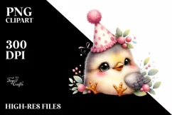 Cute Baby Bird with Party Hat PNG Product Image 1