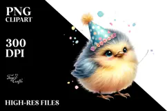 Cute Baby Bird with Party Hat PNG Product Image 2