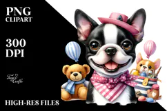 Cute Boston Terrier with Big Eyes PNG Product Image 2