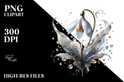 Abstract Snowdrop with Golden Insertions, Transparent PNG Product Image 2