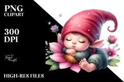 Digital Watercolor Cute Baby Gnome PNG Product Image 2