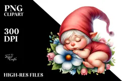 Digital Watercolor Baby Gnome with Big Eyes, High-Res PNG Product Image 2