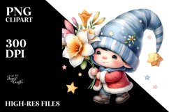 Cute Baby GNOME with Freesia PNG Product Image 2