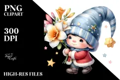 Cute Baby GNOME with Freesia PNG Product Image 2
