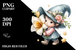 Adorable Gnome with Freesia PNG Product Image 2