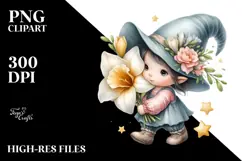 Adorable Gnome with Freesia PNG Product Image 2