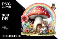 Colorful Rainbow Mushroom Fairy | Clipart Product Image 2