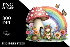 Colorful Rainbow Mushroom Fairy | Clipart Product Image 1