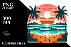 Retro Tropical Beach Sunset | Sublimation | PNG Clipart Product Image 3