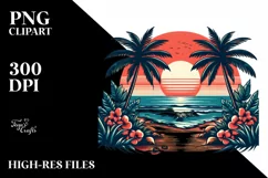Retro Tropical Beach Sunset | Sublimation | PNG Clipart Product Image 3