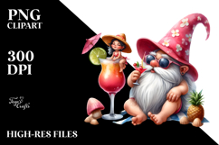 Cute Gnome Drinking Cocktail, PNG Product Image 2