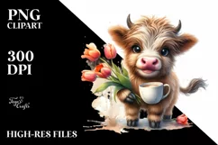 Colorful Baby Panda with Tulip | Clipart Product Image 1