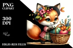 Quirky Baby Fox Autumn Basket Clipart Product Image 3