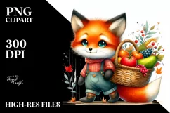 Quirky Baby Fox Autumn Basket Clipart Product Image 3