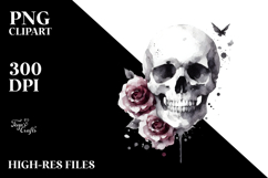 Simple Skull Watercolor PNG Product Image 2
