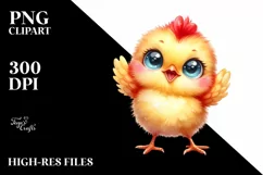 Watercolor Cute Baby Chicken Clipart Product Image 3