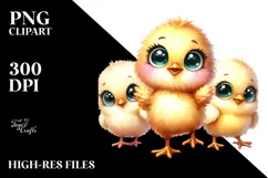 Watercolor Cute Baby Chicken Big Eyes Standing Up Product Image 2