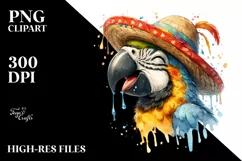 Washed Watercolor Macaw Dripping Clipart Product Image 1