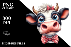 Funny Cow with Bow and Tie PNG Product Image 2