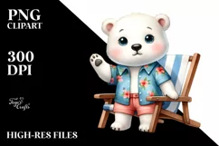 Watercolor Style Cute Polar Bear Big Eyes Standing Up Product Image 1