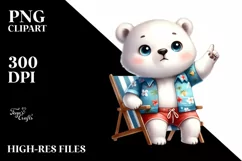 Watercolor Style Cute Polar Bear Big Eyes Standing Up Product Image 1