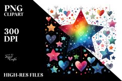 Colorful Digital Star with Hanging Hearts PNG Product Image 2