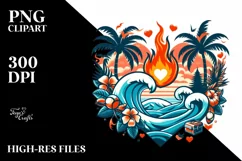 Retro Tropical Island Waves, Transparent PNG Product Image 3